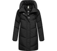 Ragwear Abrigo largo y cálido para mujer, chaqueta de invierno con cuello alto y capucha Avelin YOUMODO XS-3XL, Negro , S