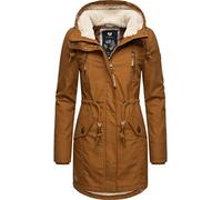 Ragwear Abrigo largo y cálido para mujer con capucha de pelo de peluche Elsie Intl XS-5XL, Cinnamon22, L
