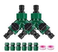 Raheem Manguera de jardín distribuidor en Y de 2 vías (3/4 pulgadas) | 2 distribuidores de 3/4 pulgadas con válvulas de cierre, 6 conectores de manguera de 1/2 pulgadas, para riego y hogar