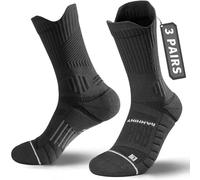 Rahhint Calcetines de Running Largos para Hombre, 3 Pares, Talla 47-51, COOLMAX Transpirables, Antiampollas, Acolchados, con Soporte de Compresión y Arco