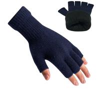 Rahhint Guantes de lana de alpaca sin dedos para invierno de doble capa - Guantes elásticos, transpirables y abrigados para escribir, trabajar, conducir - Guantes térmicos para oficina, teletrabajo y