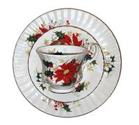Rahm Hermoso juego de 3 piezas de Royal Albert de la popular serie Poinsettia. Ideal para la Navidad y coleccionistas de porcelana inglesa.