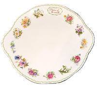 Rahm Queen's Fine Bone China Flowers of the Month, bandeja grande para servir con flores mensuales, Inglaterra, coleccionable, porcelana vintage, diámetro aprox. 32 cm, hueso China Inglaterra