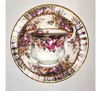 Rahm Taza coleccionable/Royal Albert/Autumn Roses / 1 taza - 1 platillo - 1 plato de postre pequeño/original/hueso China /