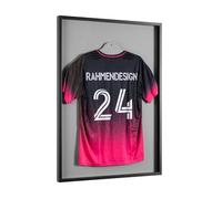 Rahmendesign24 Marco de camiseta negro 60 x 80 cm con paspartú gris roca - Marco de objetos 3D para camisetas de fútbol - Marco de jersey con cristal acrílico y efecto profundo - Marco de