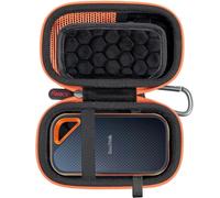 RAIACE Estuche rígido de Almacenamiento Compatible con SanDisk Extreme Pro 1TB / 2TB / 250GB / 500GB Extreme Portable SSD, Bolsa de Almacenamiento con Cremallera Naranja. - Negro (Forro Negro)