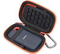 RAIACE Estuche rígido de Almacenamiento Compatible con SSD portátil SanDisk Extreme de 250 GB/500 GB/1 TB/2 TB, Bolsa de Transporte con Cremallera Naranja - Negro (Forro Negro)
