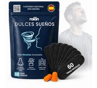 Raian Dulces Sueños Tiras Nasales + Tapones de Descanso, Nasal strips, para Dormir, 60 Tiras Antironquidos, Dilatador Nasal para Respirar Mejor por la Nariz, Uso Nocturno y Deportivo,Incluye QR