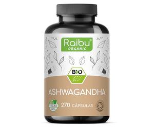 Raibu Ashwagandha Cápsulas BIO (270 cápsulas - 2400 mg Dosis Diaria) Ashwagandha Polvo de Raíz I Ecológica Dosis Alta, Primera Calidad, sin Aditivos, Envasado en Europa