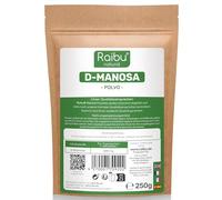 RAIBU Polvo de D Manosa 250g - Polvo de D-Manosa envasado y verificado por laboratorio en Alemania I Natural, Vegano,Sin Aditivos I Cucharita dosificadora extra de Raibu