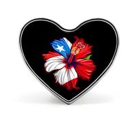 Raíces culturales del estado de Puerto Rico, bandera amapola boricua, insignia de corazón de amor de hibisco, broches de metal, broches de solapa para decoración de ropa