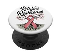 Raíces de la resiliencia Concientización sobre el cáncer de Mama Árbol de Cinta Rosa PopSockets PopGrip Adhesivo