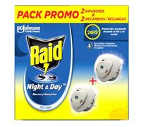Raid Aparato electrico anti moscas y mosquitos, 2 Difusor y 2 Recambio, el ambalaje puede variar
