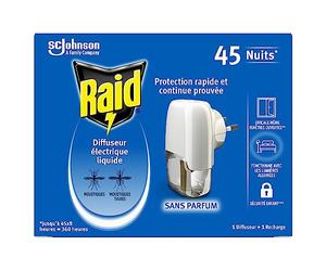 Raid Difusor eléctrico líquido 45 noches 3 en 1