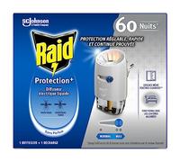 Raid - Difusor eléctrico líquido protector + - Protección ajustable - Mosquitos & Mosquitos Tigres - 1 difusor + 1 recarga de 60 noches