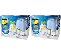 Raid® Eléctrico líquido Family 30 noches - Enchufe anti mosquitos común y tigre 2 en 1, mata y ahuyenta. Aparato + Recambio, sin olor, El embalaje puede variar (Paquete de 2)