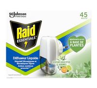 RAID ESSENCIALS - Difusor eléctrico líquido repelente mosústico EUCALYPTUS & cítricos (45 noches, 32 ml)