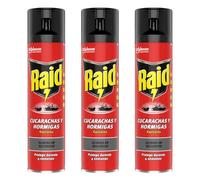 Raid Insecticida contra Cucarachas, Hormigas y Chinches - 400 ml (Paquete de 3)
