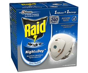 Raid Insecticidas domésticas eléctrico de noche/día difusor de moscas, mosquitas/tigre, 240 horas - Lote de 3