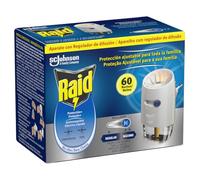 Raid Líquido Eléctrico Protección Plus, antimosquitos común y tigre, difusor regulable, hasta 60 noches de protección, 1 aparato + 1 recambio 36ml