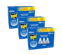 Raid Líquido Eléctrico Recambio Triple, protección frente al mosquito común y tigre, hasta 135 noches de protección, sin olor, Pack de 3 recambios, 3x27ml