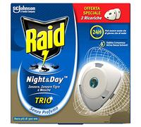 Raid Night & Day - Trío antimosquitos con arena comprimida, paquete de 2 recargas, sin perfume