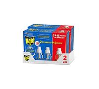 Raid Pack de 2+1 Recambios Eléctrico Líquido 45 noches, Pack de 2Uds - Cargadores para aparato enchufe anti mosquitos comunes y tigre Raid Eléctrico Líquido, Hasta 270 noches de protección