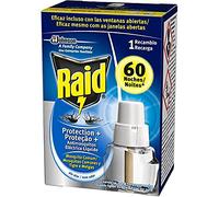 Raid ® Recambio Eléctrico Líquido Protección+ 60 noches - Cargador para aparato anti mosquitos comunes y tigre con difusor regulable