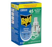 Raid - Recambio para difusor eléctrico Anti Mosquitos comunes y Tigre Aroma eucalipto, 45 Noches, 1 Recambio