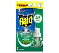 Raid recambio para difusor eléctrico líquido, mosquitos y mosquitos tigres, aceites esenciales de eucalipto, 45 noches, insecticida