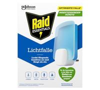 Raid Trampa de luz LED Essentials para Moscas, Moscas de la Fruta y polillas, protección 24/7, sin insecticidas, Apta para familias, inodora y sin residuos, para Interiores, 1 Trampa de luz y 1