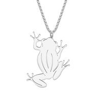 RAIDIN 18 quilates de oro chapado en plata de acero inoxidable lindo animal de la rana colgante collar de joyería minimalista regalos para mujeres niñas niños (Plata-045)