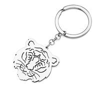 RAIDIN Acero Inoxidable 18K Chapado en Oro Animal Tigre Leopardo Llaveros Llavero Joyería Regalos para Mujeres Niñas Llaves de Coche Monedero Accesorios (Plata-136)