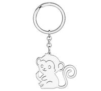 RAIDIN Acero inoxidable 18K chapado en oro mono lindo animal llaveros llavero vida salvaje joyería regalos para mujeres niñas coche bolso llaves accesorios (Plata-201)