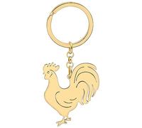 RAIDIN Acero inoxidable chapado en oro Gallina Gallo Llaveros Llavero Granja Animales Pollo Joyería Regalos para Mujeres Niñas Coche Monedero Llaves Accesorios (Gallo 199GO)