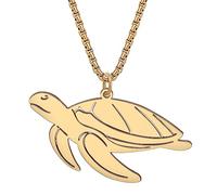 RAIDIN Acero inoxidable lindo océano animal tiburón cangrejo caballito de mar tortuga delfín collar colgante joyería regalos para mujeres niñas playa partido encantos (Oro-072 Tortuga)