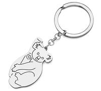 RAIDIN Acero inoxidable lindo Tesoro Nacional de Australia Koala Llaveros Llavero Joyería Regalos para Mujeres Niñas Cartera Llaves Accesorios Charms (Plata-082)
