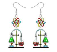 RAIDIN Acrílico colorido laboratorio de ciencia microscopio maestro cuelgan pendientes para damas niñas biología química maestro reconocimiento joyería regalos para volver a la escuela, M, Acrílico,