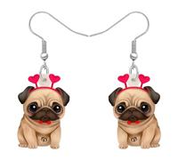 RAIDIN Acrílico Día de San Valentín Lindo Perro Colgantes Pendientes Regalos para Mujeres Niñas Niños Anime Perrito Mascotas Joyería para Novia Festival Cumpleaños Decoraciones (Carlino C)