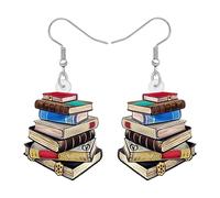 RAIDIN Acrílico lindo arco iris libro de lápices Maestro Pendientes colgantes para las mujeres Niñas Colorido Maestro Apreciación Joyería Regalos para la vuelta al cole Charms (Libro C)