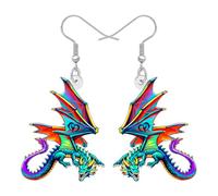 RAIDIN Acrílico Lindo Fantasía Dragón Volador Pendientes Colgante para Mujeres Niñas Dinosaurio Gothic Animal Dino Joyería Accesorios Mito Medieval Regalos para los Amantes del Dragón (Verde)
