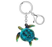 RAIDIN Acrílico Lindo Océano Animal Cangrejo Medusa Tiburón Tortuga Pulpo Llaveros Encanto Vida Marina Joyería Regalos para Mujeres Llaves del bolso del coche Accesorios (Tortuga E)