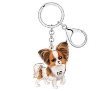 RAIDIN Acrílico lindo perro Mascotas Llaveros para Mujeres Niñas Cachorro Amantes Joyería Regalos para Monedero Llaves del coche Accesorios (Papillon B)