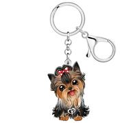 RAIDIN Acrílico lindo perro Mascotas Llaveros para Mujeres Niñas Cachorro Amantes Joyería Regalos para Monedero Llaves del coche Accesorios (Yorkshire A)