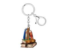 RAIDIN Acrílico Llavero Pila de Libros Vintage Llaveros para Mujeres Niñas Llaves de Coche Cartera Regalos Accesorios (Marrón)