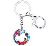 RAIDIN Día de la Madre Regalos de Aleación de Esmalte Teckel Perro Mascotas Pareja Llaveros Llavero para Mujeres Niñas Llaves del coche Monedero Mochila Accesorios (Multi)