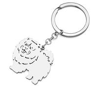RAIDIN Llaveros de Acero Inoxidable Lindo Perro Perrito Llavero Mascotas Joyería para Mujeres Niñas Regalos Cartera Llaves Perro Lovers Accesorios (Plata-101 Chow)