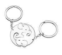 RAIDIN Regalos de San Valentín para Él Ella Lindo Conejito Gato Perro Delfín Pájaro Pareja Llaveros Llavero para Novio Novia (Plata-145 Elefante)