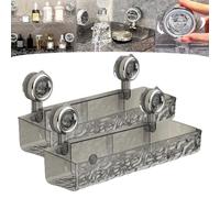 Raidley - Estante de baño sin taladrar 2024, diseño de lujo, con ventosa, organizador de almacenamiento transparente para ducha, fácil instalación, paquete de 2 (A)