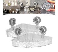 Raidley - Estante de pared sin taladrar 2024, diseño de lujo, diseño glaciar, ventosa, almacenamiento transparente, organizador de ducha para baño, juego de 2, fácil de instalar, elegante decoración